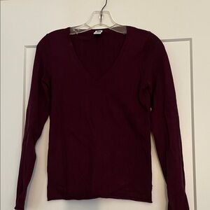 GAP Women's Angora Blend V-Neck Sweater - Dark Purple